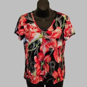 Peter Nygard Women's Dress Top Amaryllis Floral Lightweight Airy PM
